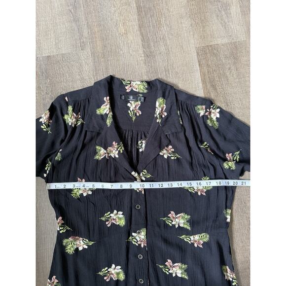 VOLCOM - STORMY TROPIX SS DRESS Black Mini Dress Summer Floral Size Large - Picture 6 of 9